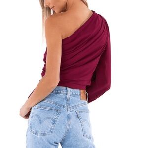 Amanda Uprichard Becs One Shoulder Ruched Blouse XS